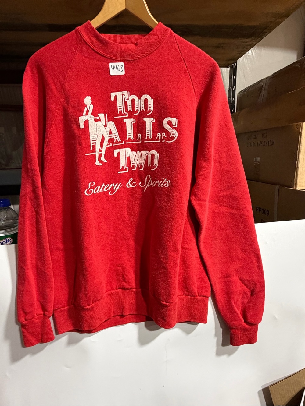 #4463-Jerzees Red Crewneck Sweatshirt with White Front Graphic